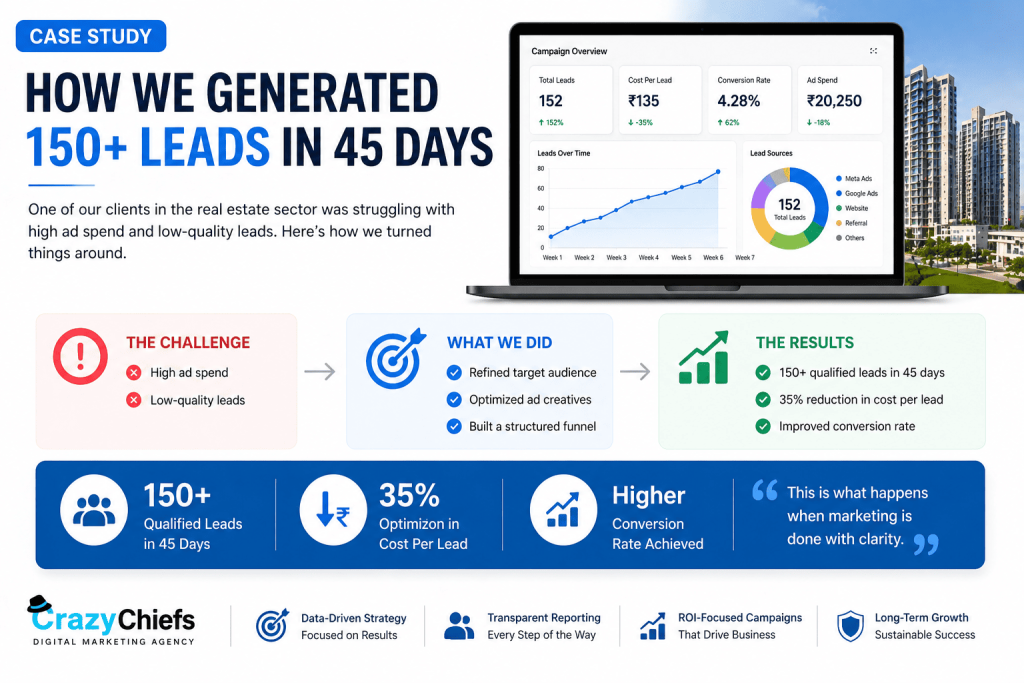 Digital marketing case study in Faridabad generating 150+ qualified leads with optimized ads and funnel strategy