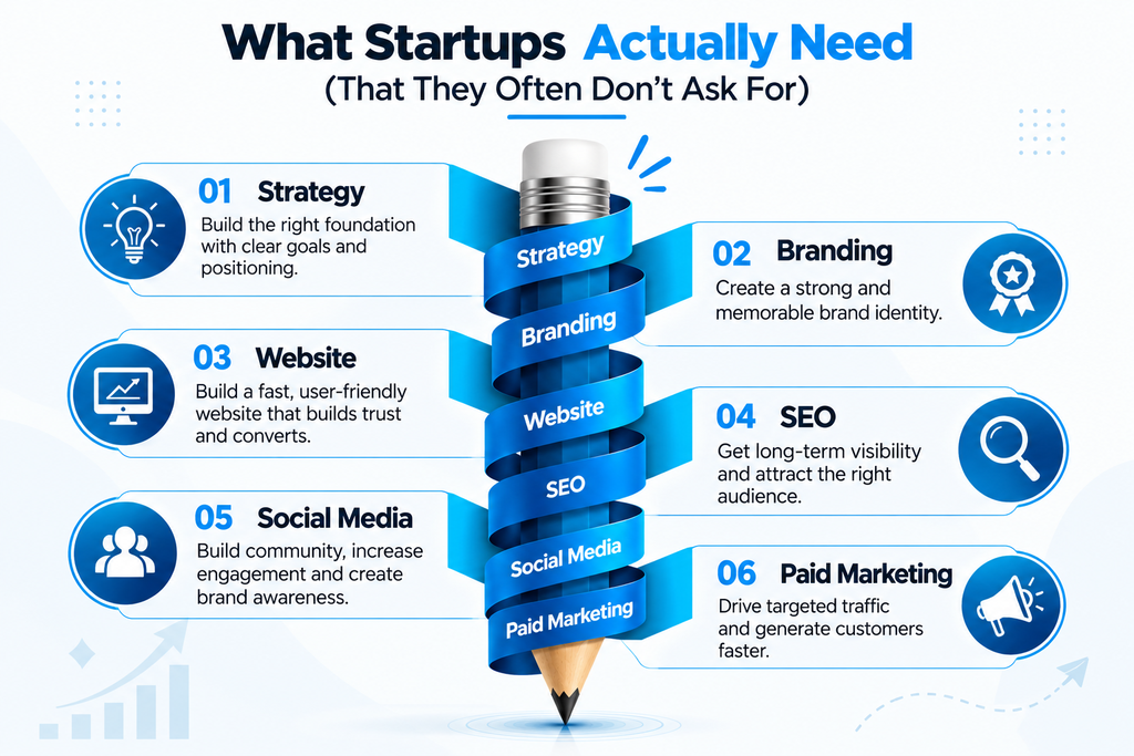 Digital marketing agency for startups India – strategy, branding, website, SEO, social media and paid marketing