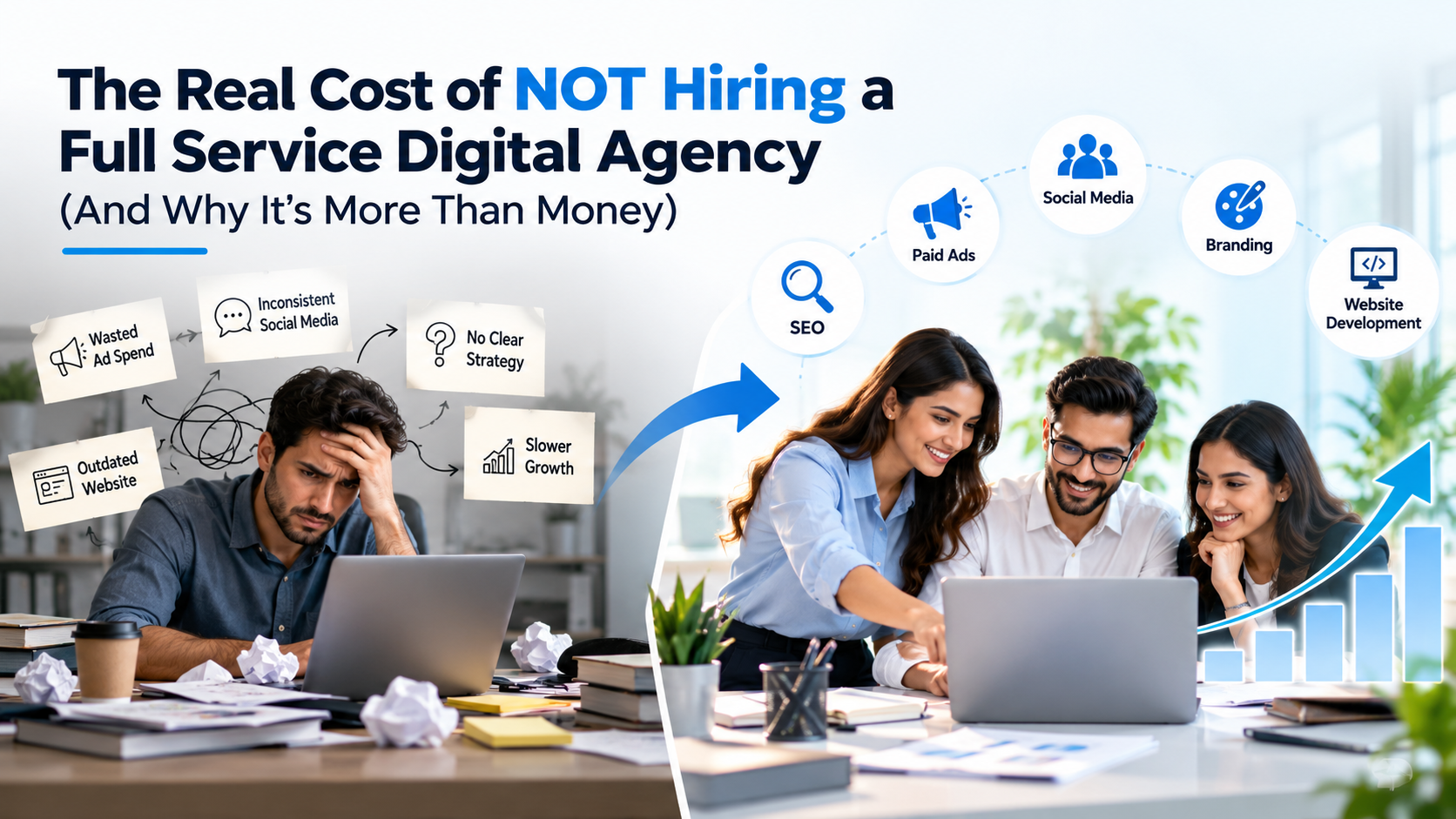 The real cost of not hiring a full service digital agency, including wasted time, higher costs, and missed opportunities