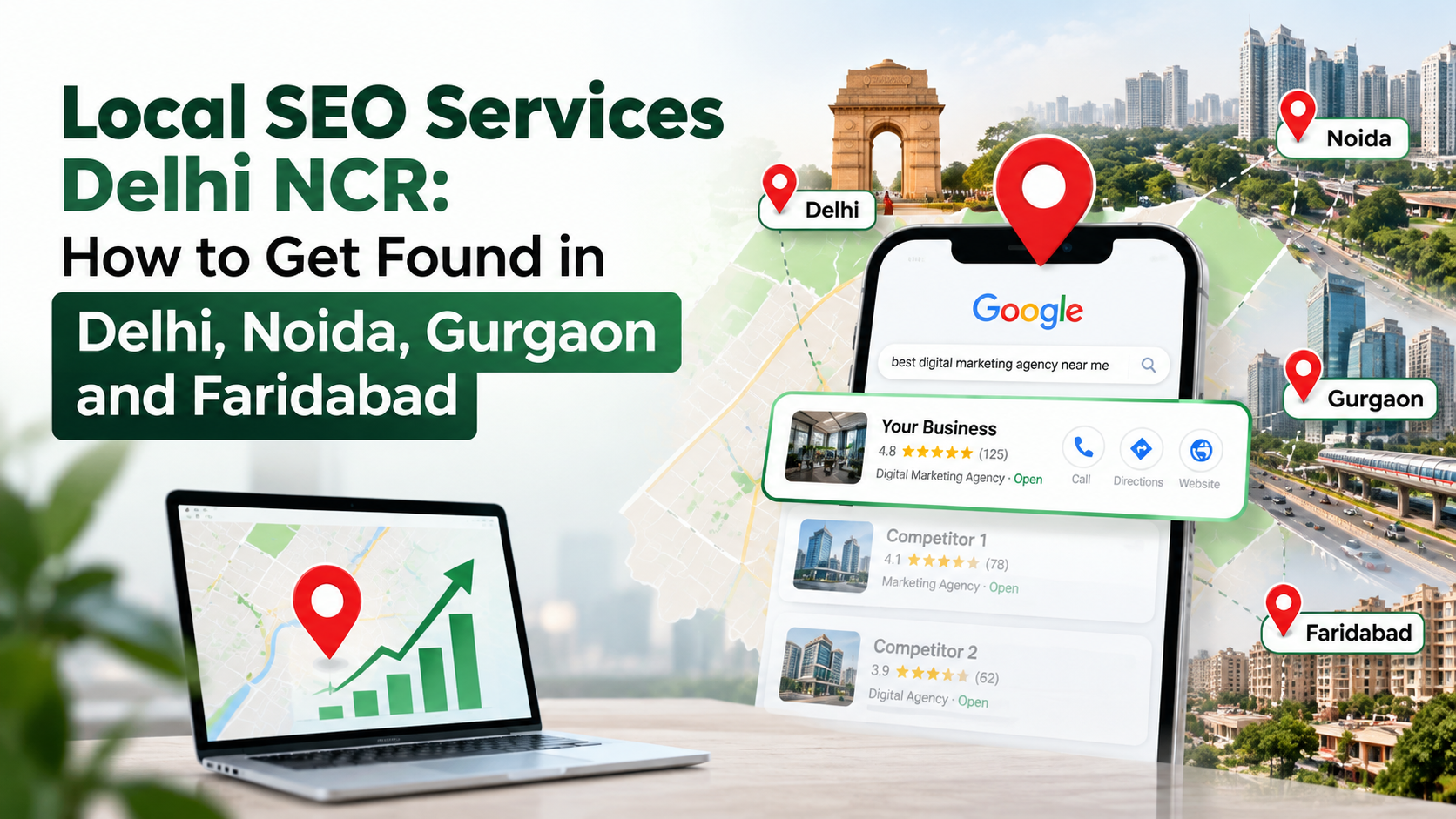 Local SEO services Delhi NCR to help businesses improve local search visibility in Delhi, Noida, Gurgaon and Faridabad.